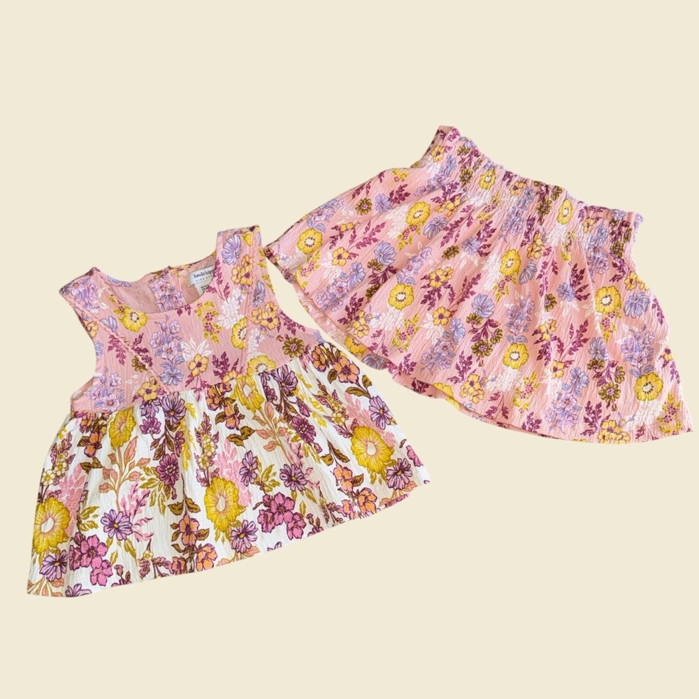 Haute Hippie Pink and Yellow Floral Kids Skirt Set NWT
